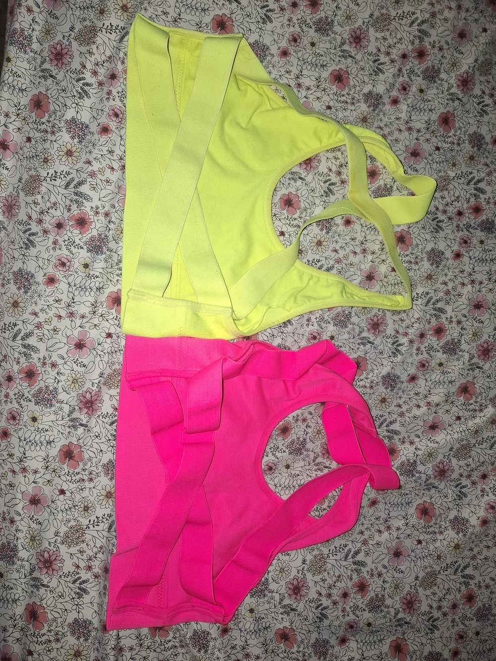 2-Pack Neon Pink & Yellow Strappy Sports Bras
